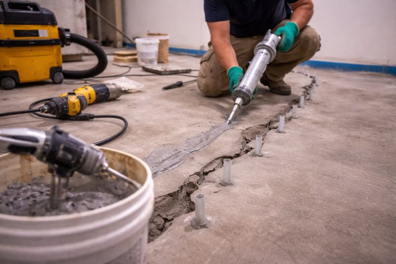 Cracked Basement Floor Repair in Medford, MA