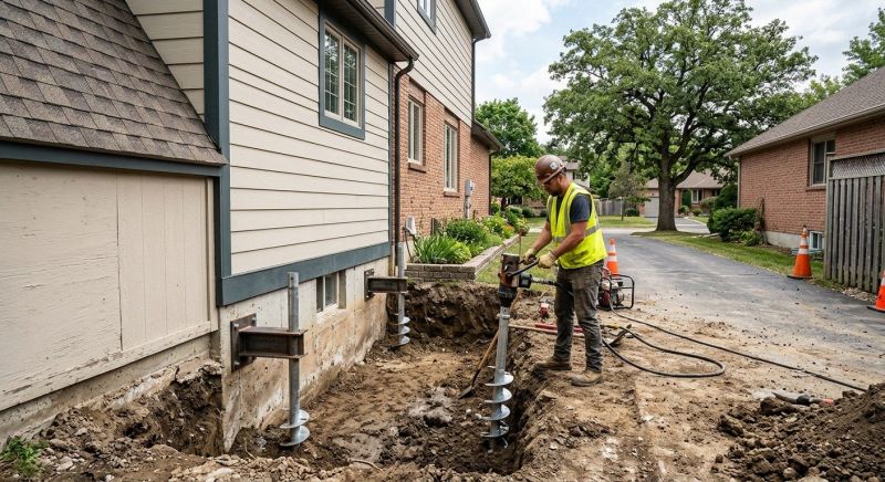 Helical Piers Installation in Medford, MA
