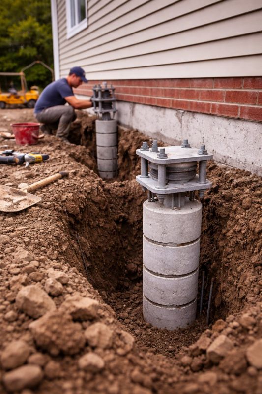 Helical Piers Installation in Medford, MA