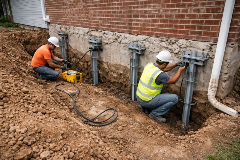 Helical Piers Installation in Medford, MA