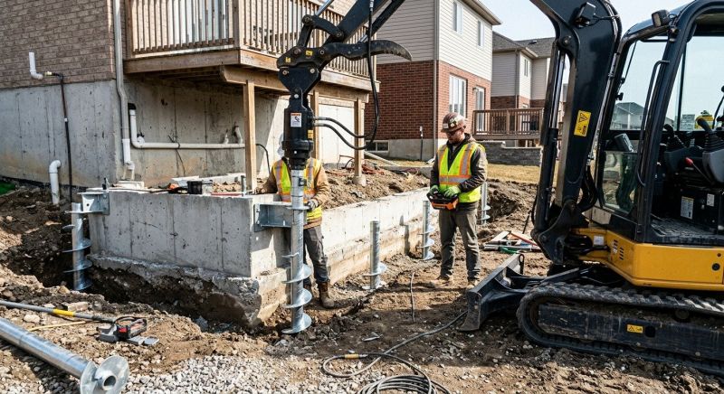 Helical Pile Installation in Medford, MA