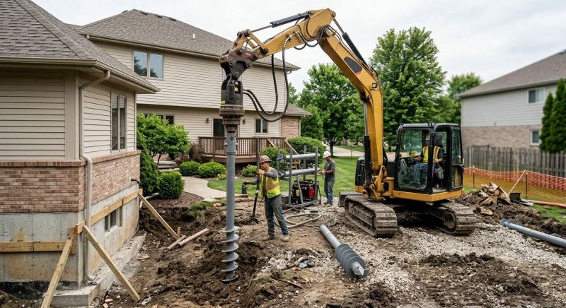 Helical Pile Installation in Medford, MA